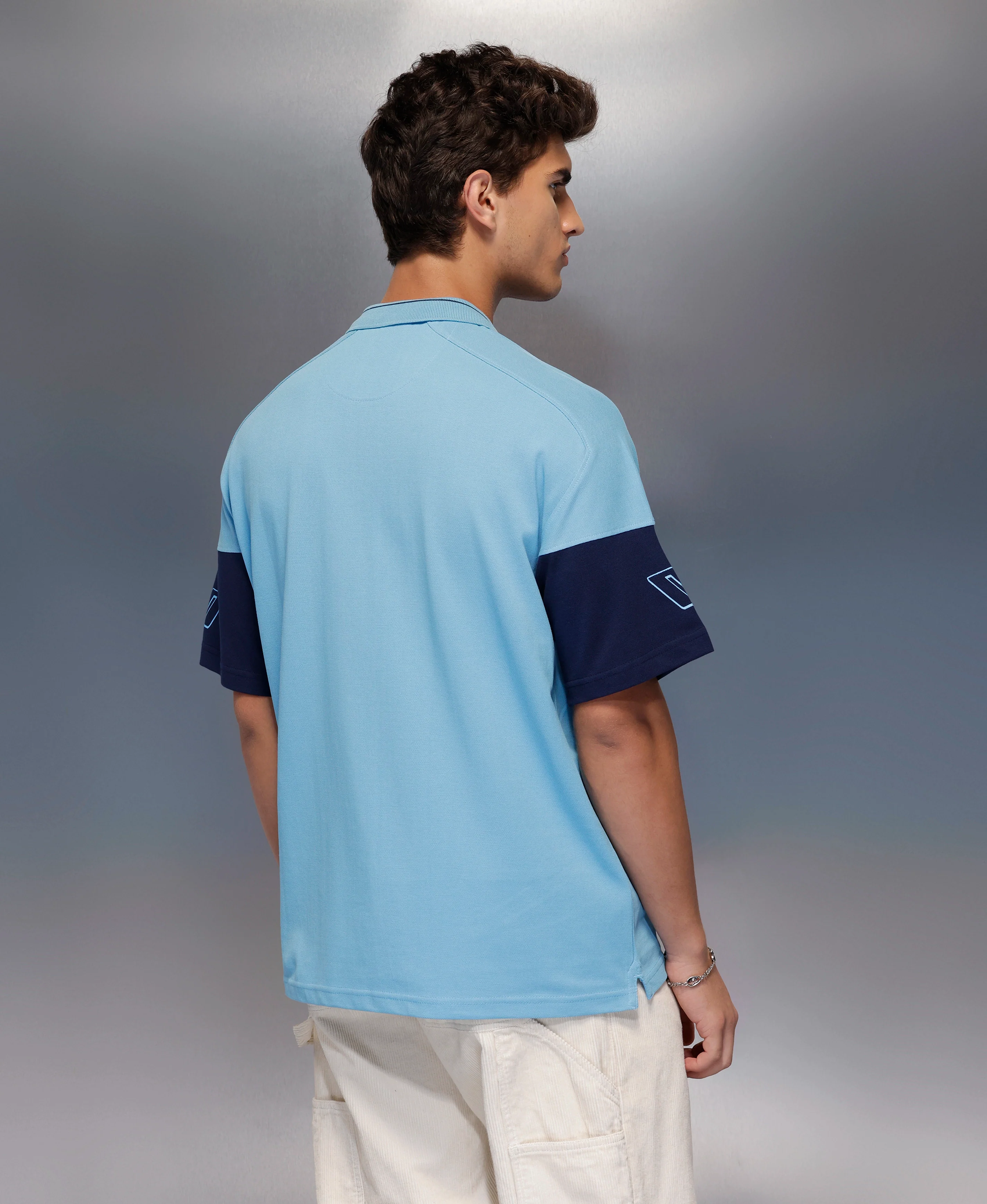 Classic Cut And Sew Polo T-Shirt   |  Blue - Image 3