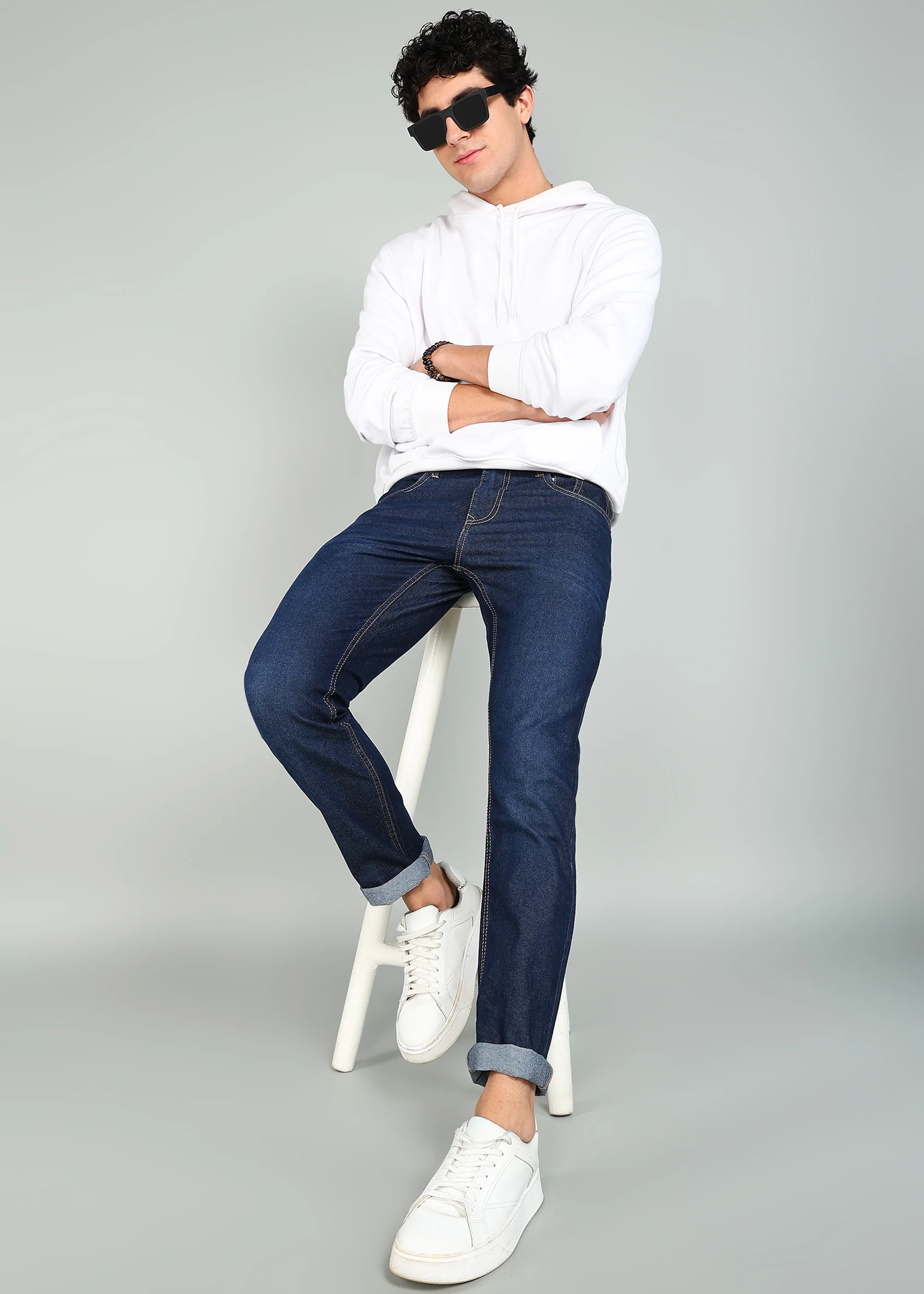 Classic Dark Blue Slim Mid Rise Jeans - Image 2
