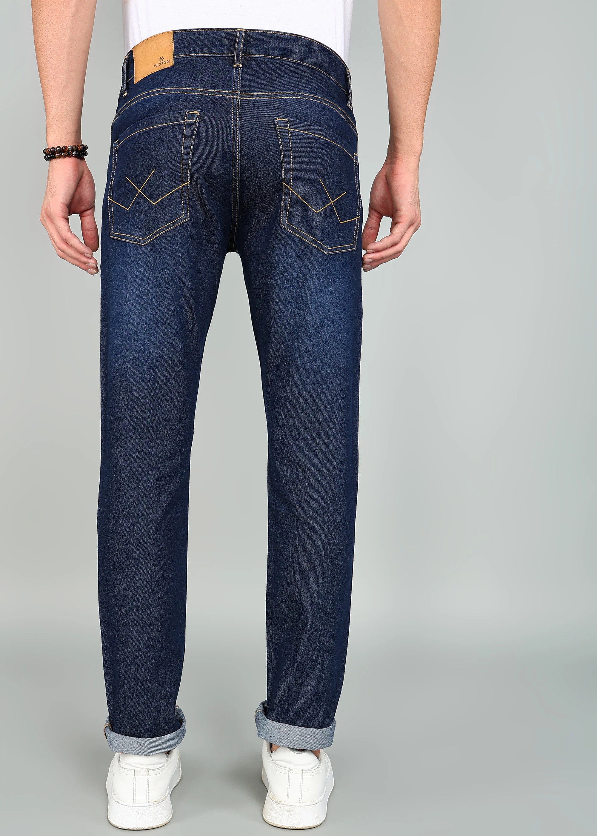 Classic Dark Blue Slim Mid Rise Jeans - Image 3