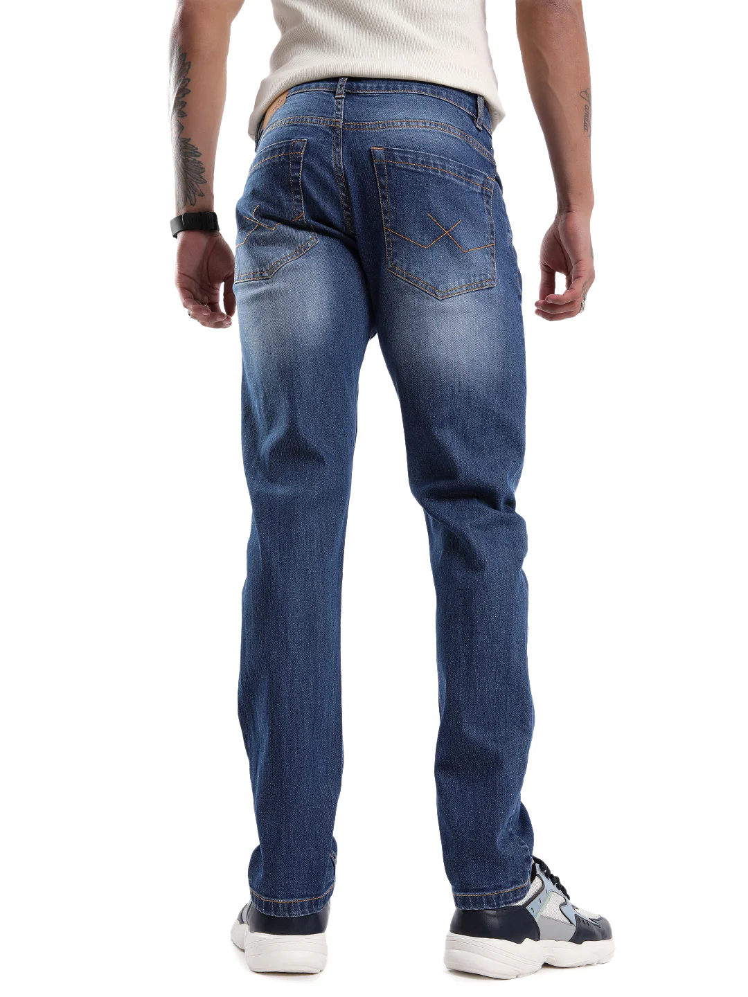 Classic Dark Blue Twill Denim Jeans - Image 3