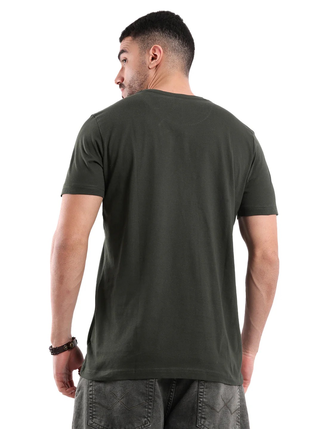 Classic Dark Green Chest Printed T-Shirt - Image 3
