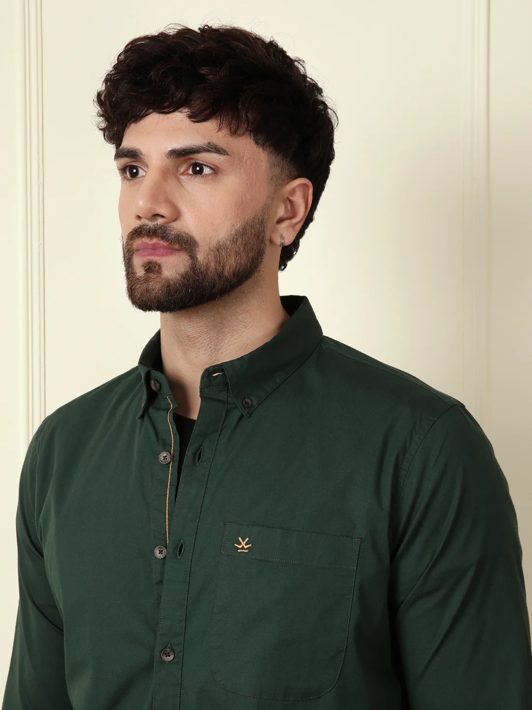 Solid Cotton Blend Shirt | Green - Image 5