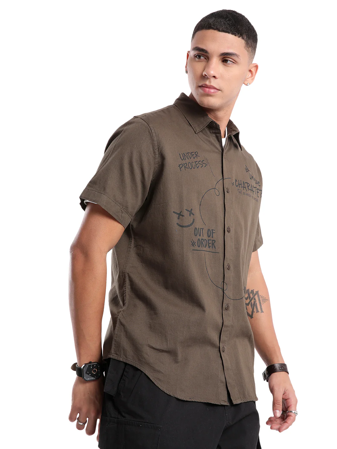 Classic Dark Olive Printed T-Shirt - Image 4
