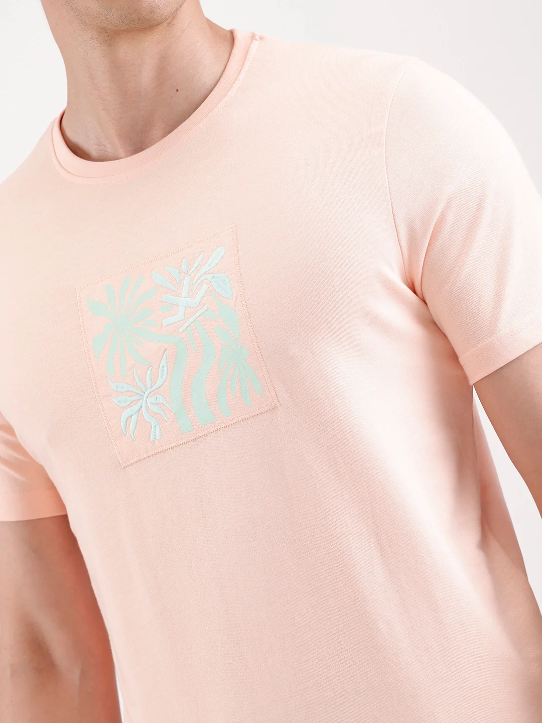 Classic Emroidered Patch T-Shirt   |  Peach - Image 5