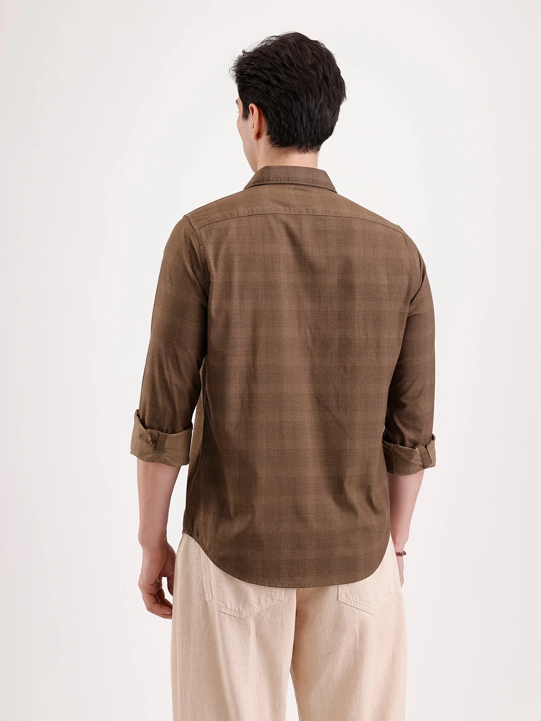Classic Full Sleeve Checkered Shirt   |  Brown - Image 3