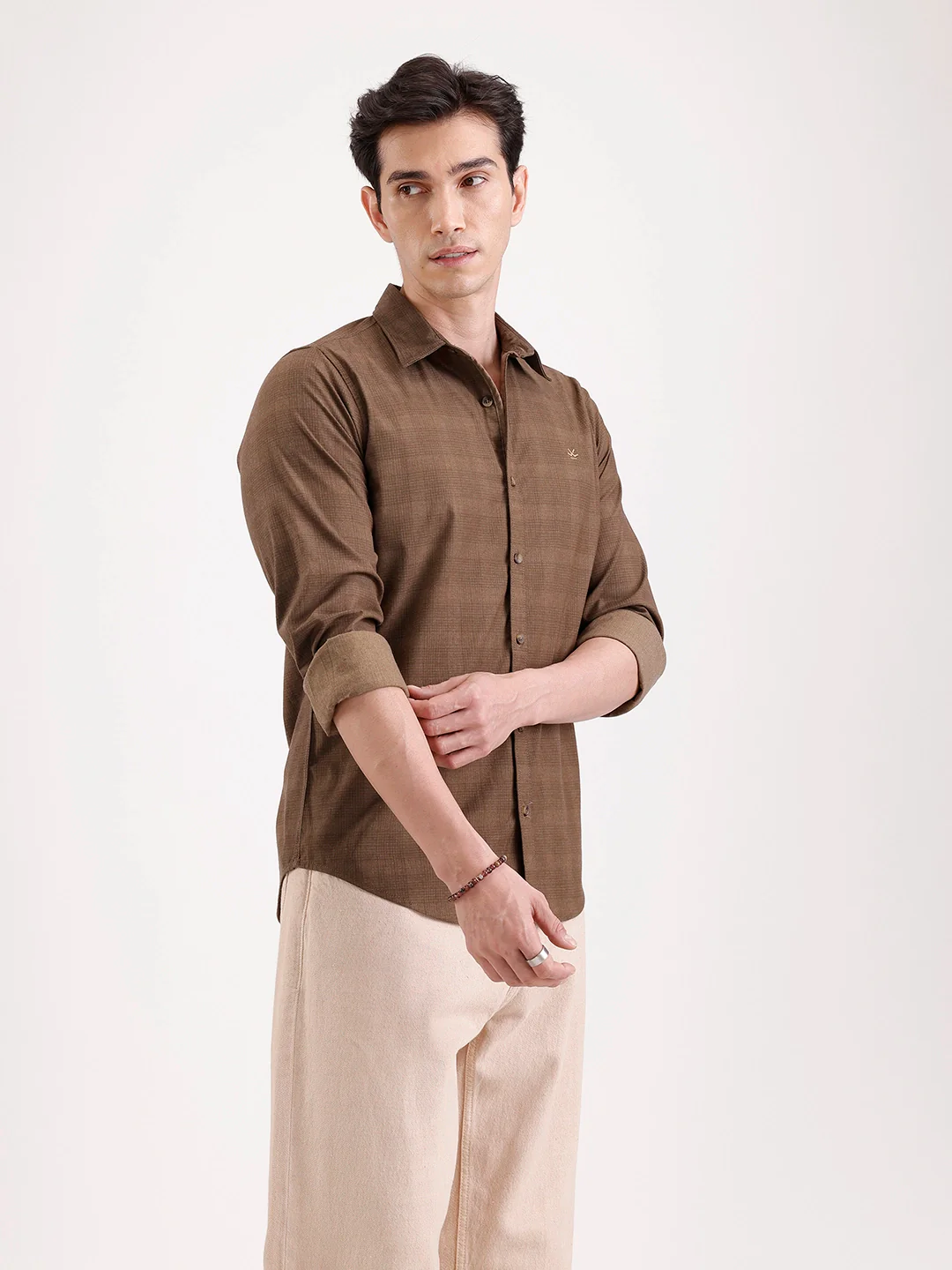 Classic Full Sleeve Checkered Shirt   |  Brown - Image 4
