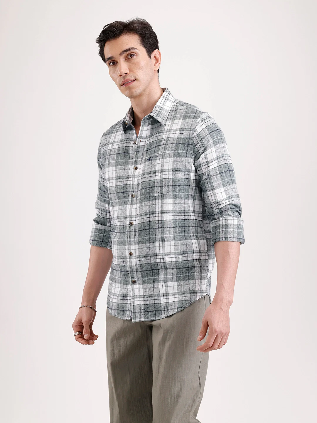 Classic Full Sleeve Checkered Shirt   |  Green - Image 4