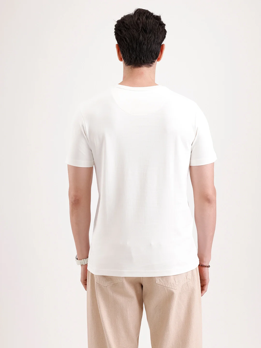 Classic Half Sleeve Printed T-Shirt   |  Off White - Image 3