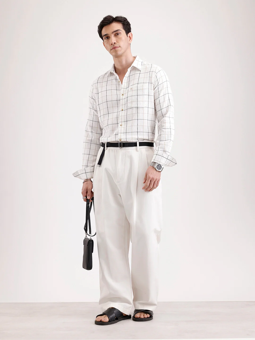 Classic Full Sleeve Checkered Shirt   |  White - Image 2