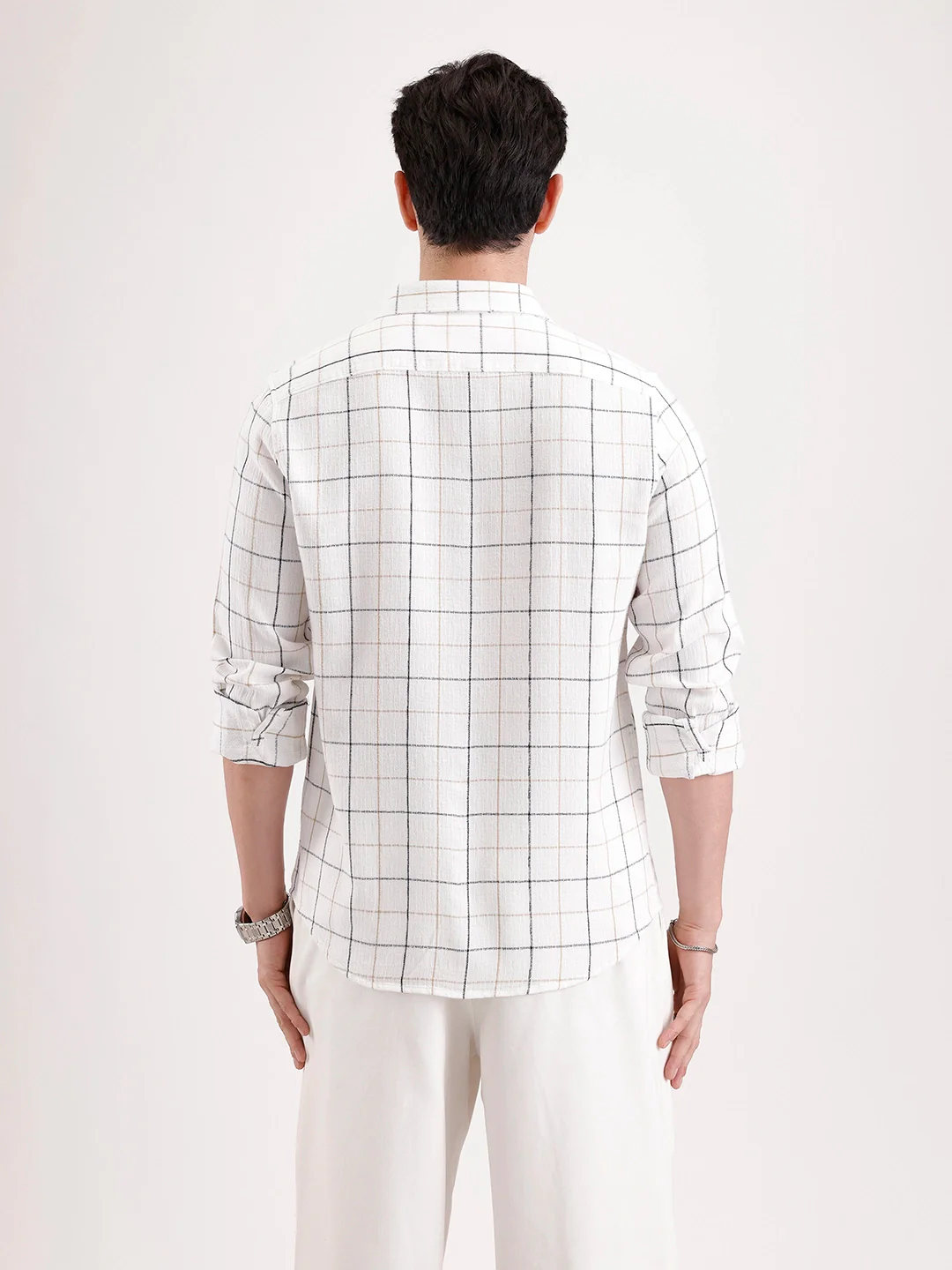 Classic Full Sleeve Checkered Shirt   |  White - Image 3