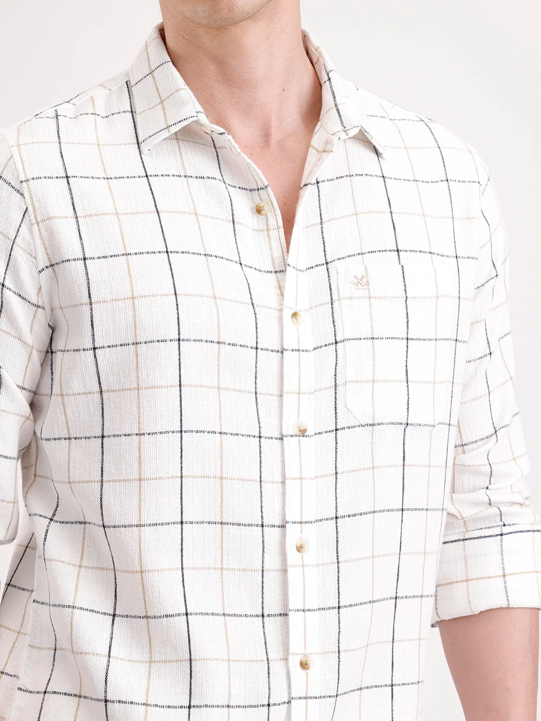 Classic Full Sleeve Checkered Shirt   |  White - Image 5