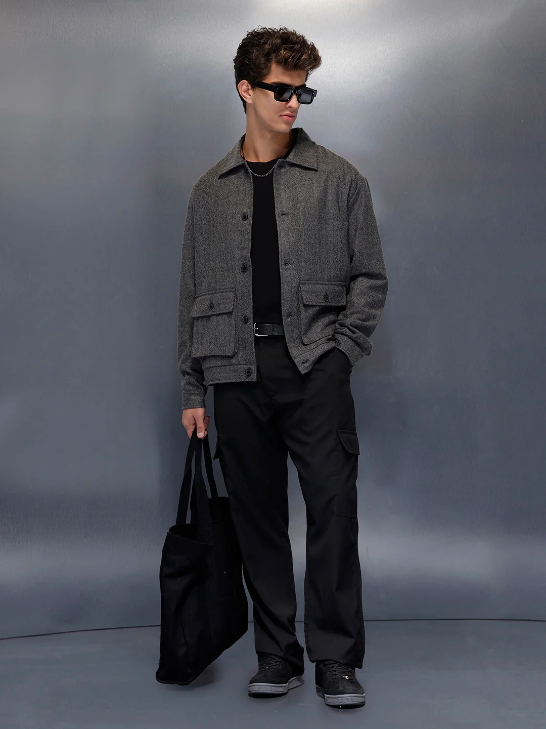 Classic Grey Button-Down textured jacket | Grey - Image 2