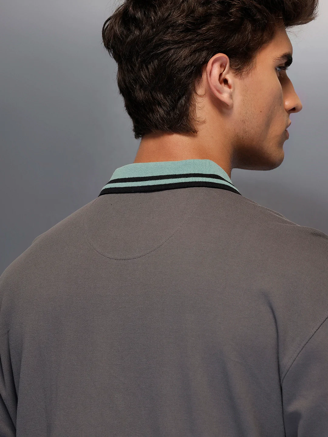 Classic Long Sleeve Polo T-Shirt   |  Grey - Image 4