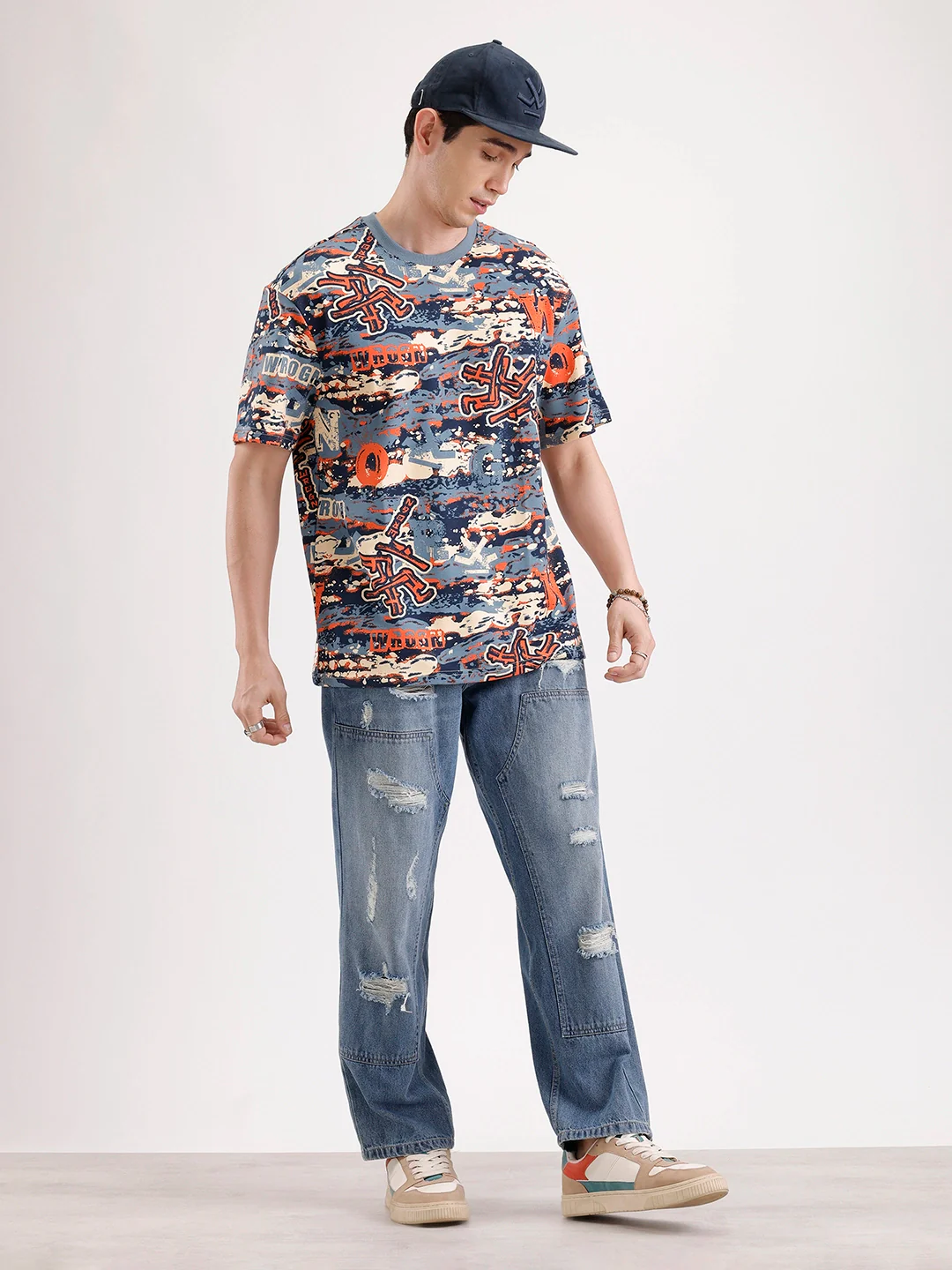 Classic Oversized AOP T-Shirt  | Navy Blue - Image 2