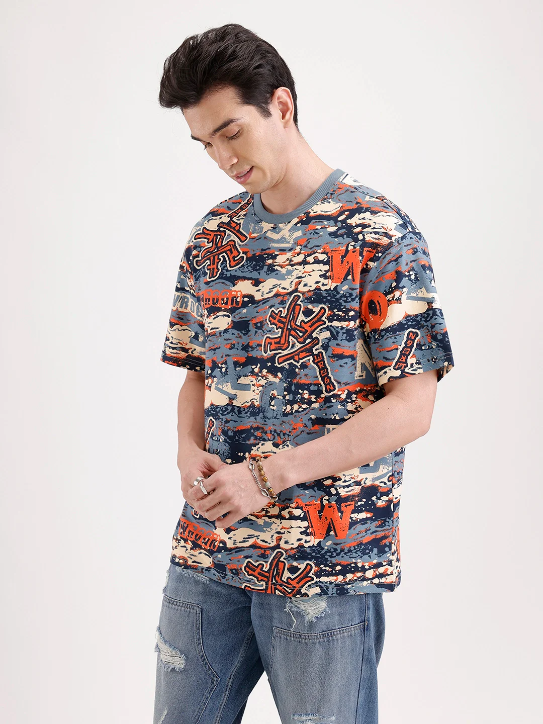 Classic Oversized AOP T-Shirt  | Navy Blue - Image 4