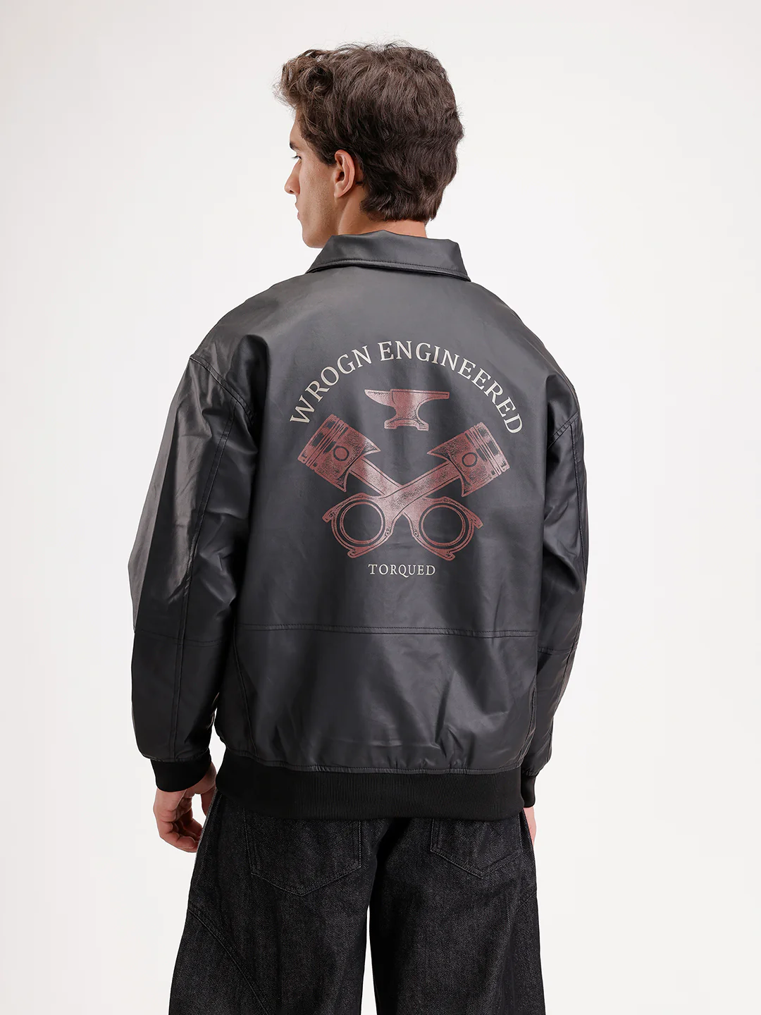 Classic Oversized Back Printed Jacket  | Black - Image 3