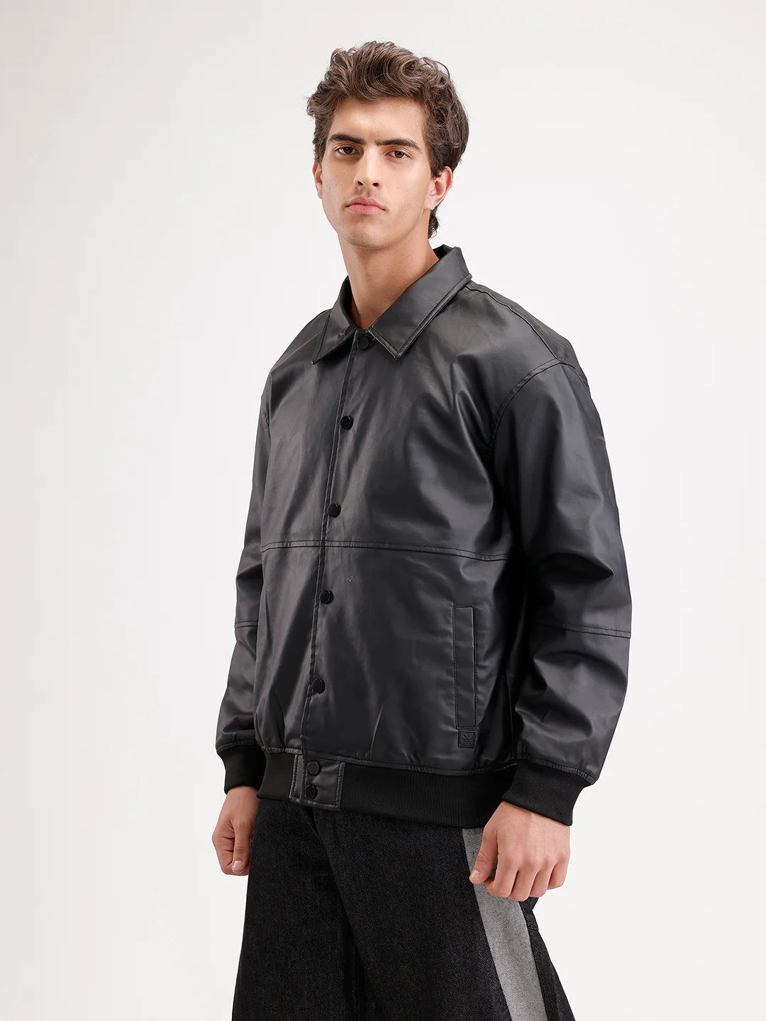 Classic Oversized Back Printed Jacket  | Black - Image 4