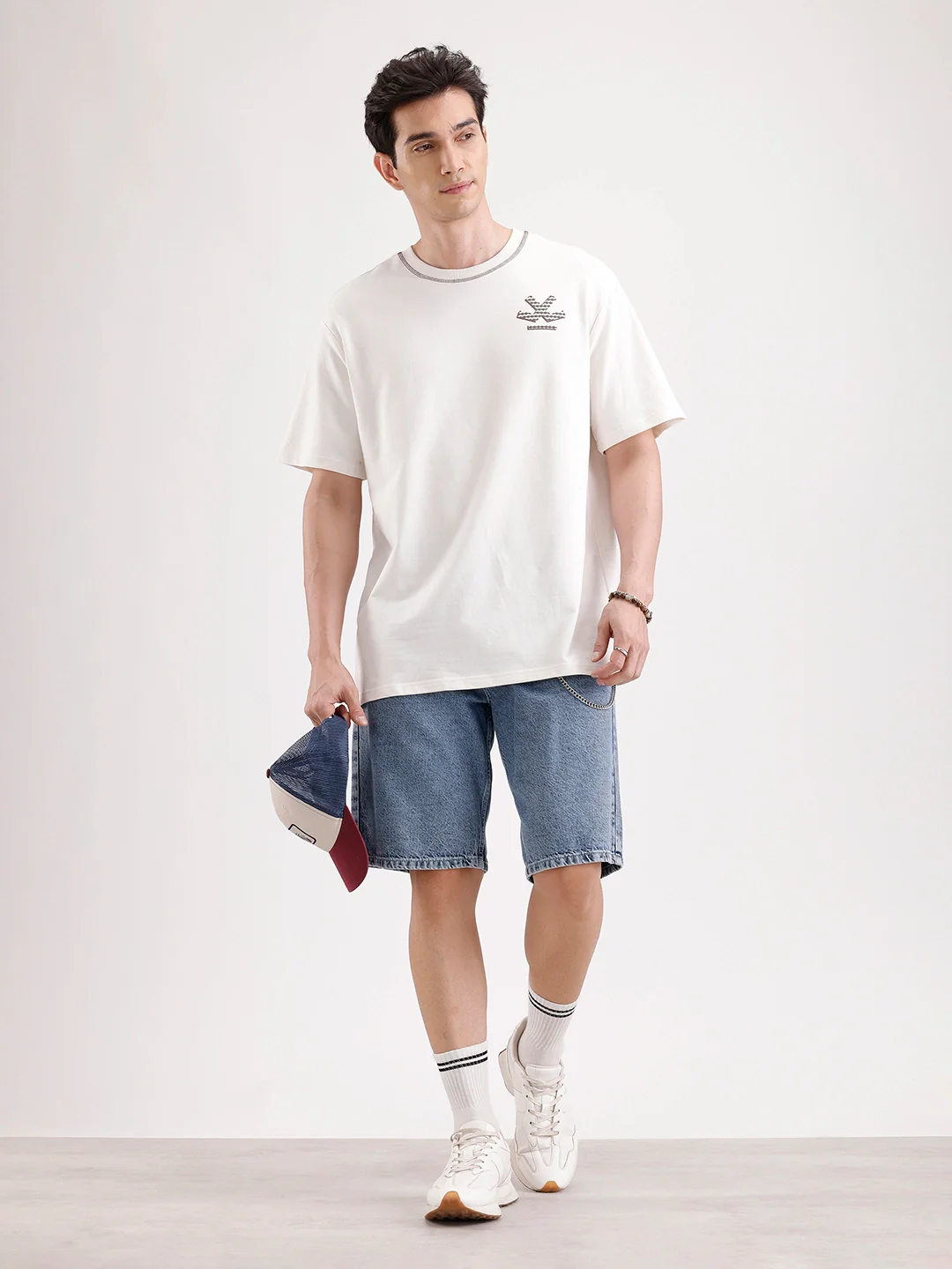 Classic Oversized Back Printed T-Shirt  | Beige - Image 2