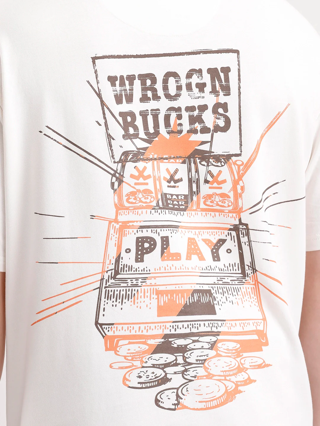 Classic Oversized Back Printed T-Shirt  | Beige - Image 5