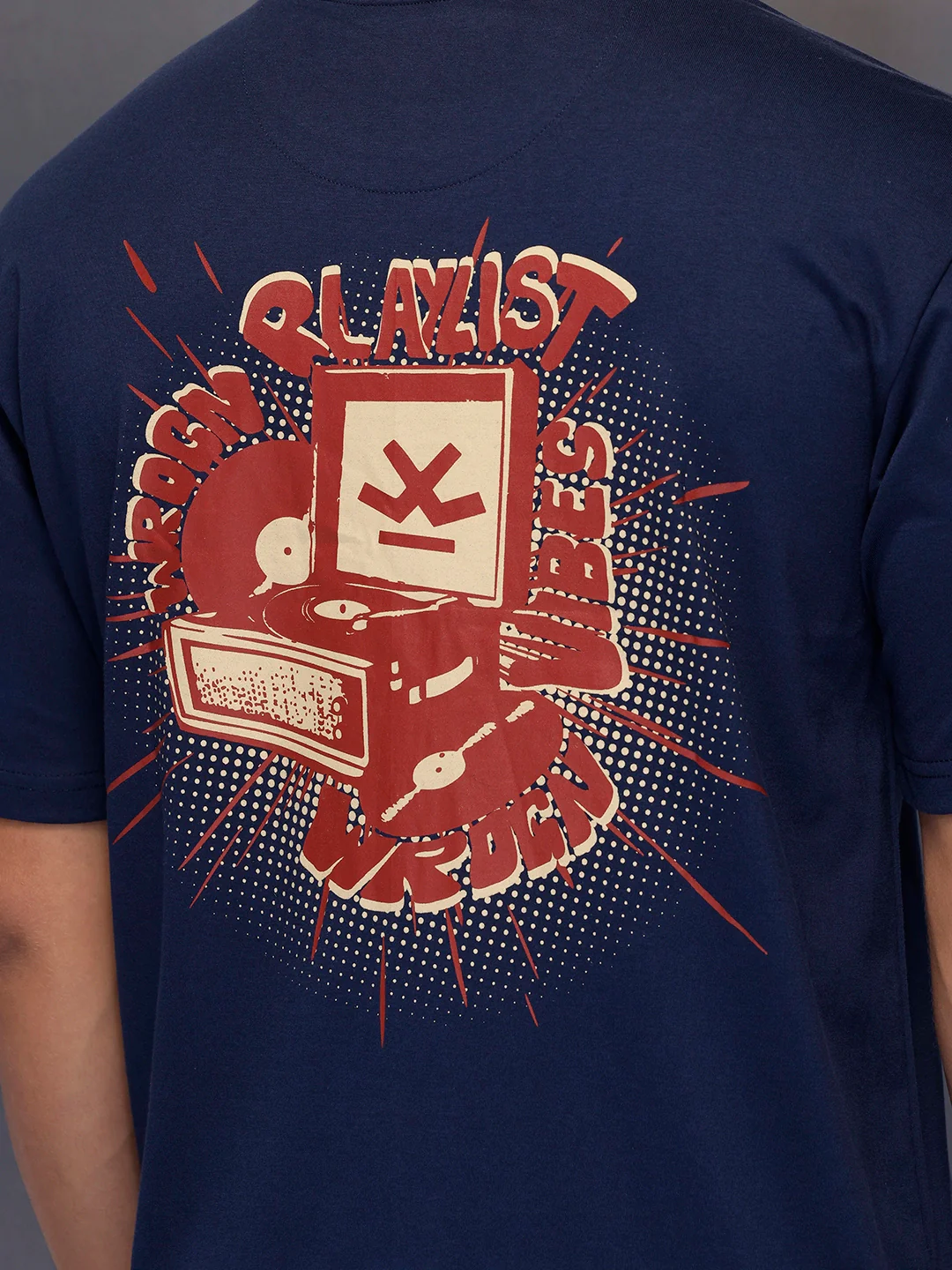 Classic Oversized Back Printed T-Shirt   |  Navy Blue - Image 5