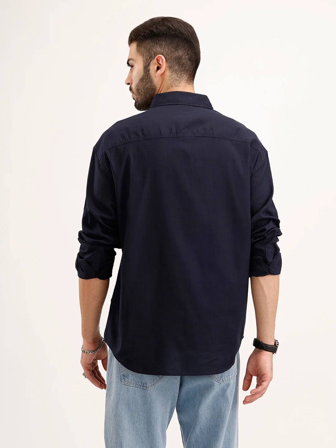 Classic Oversized Fit Shirt | Navy Blue - Image 3