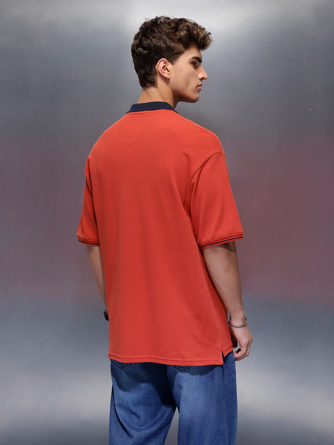 Classic Oversized Polo T-Shirt  | Rust - Image 3