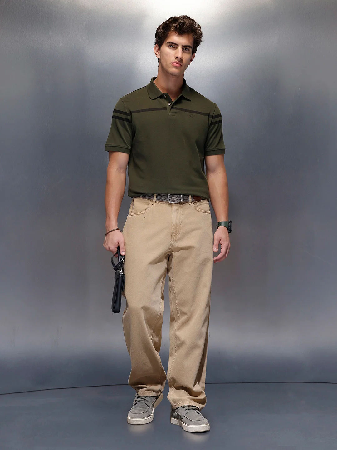 Classic Placement Printed  Polo T-Shirt   |  Olive - Image 2