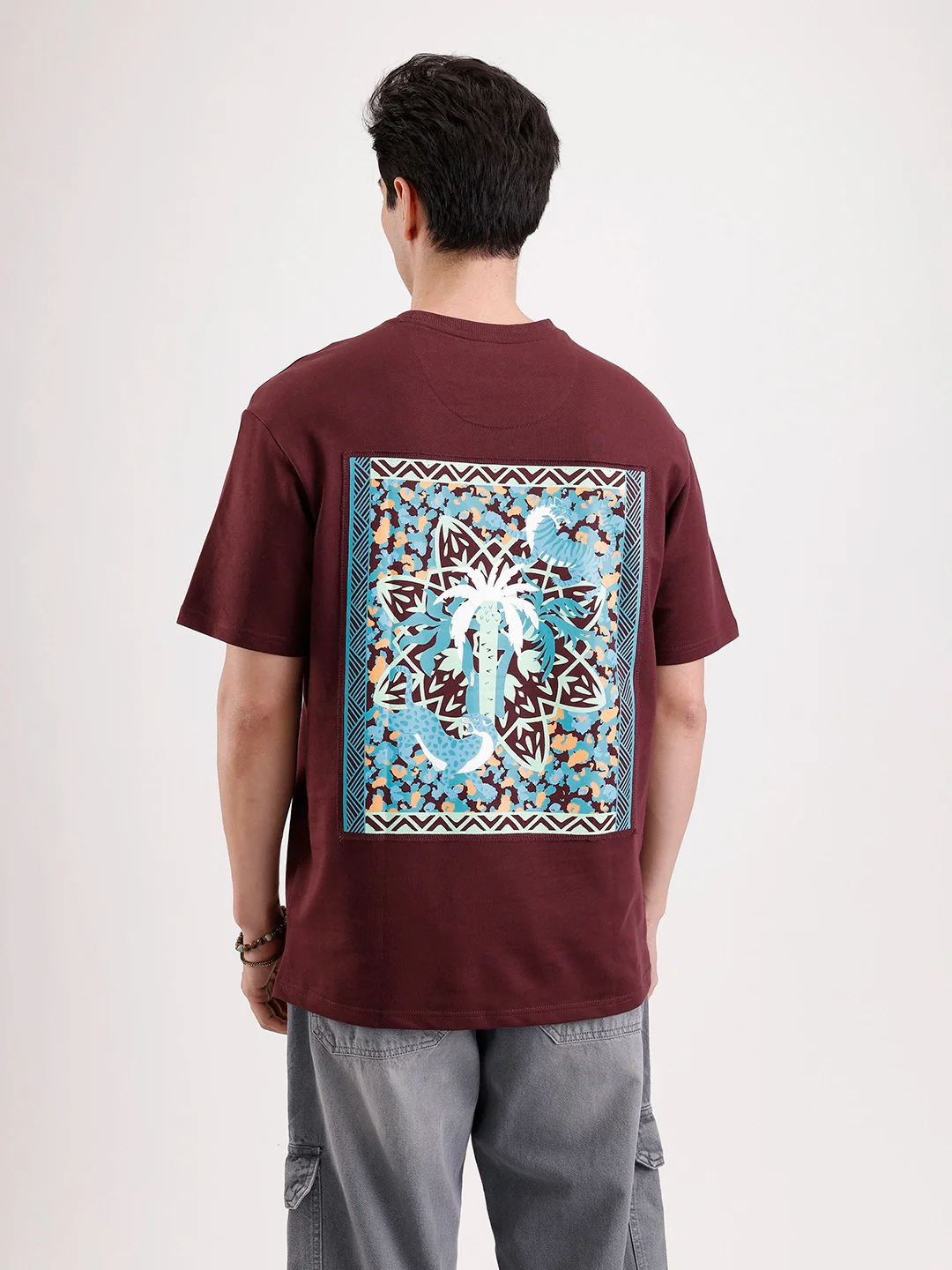 Classic Printed Patch T-Shirt   |  Maroon - Image 3