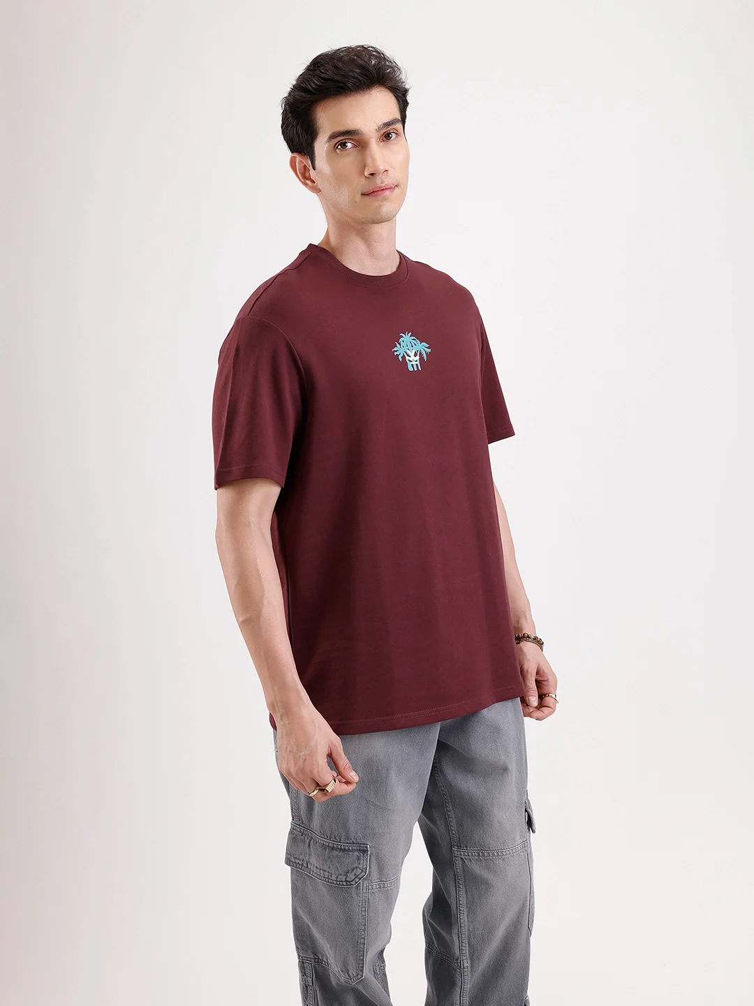 Classic Printed Patch T-Shirt   |  Maroon - Image 4