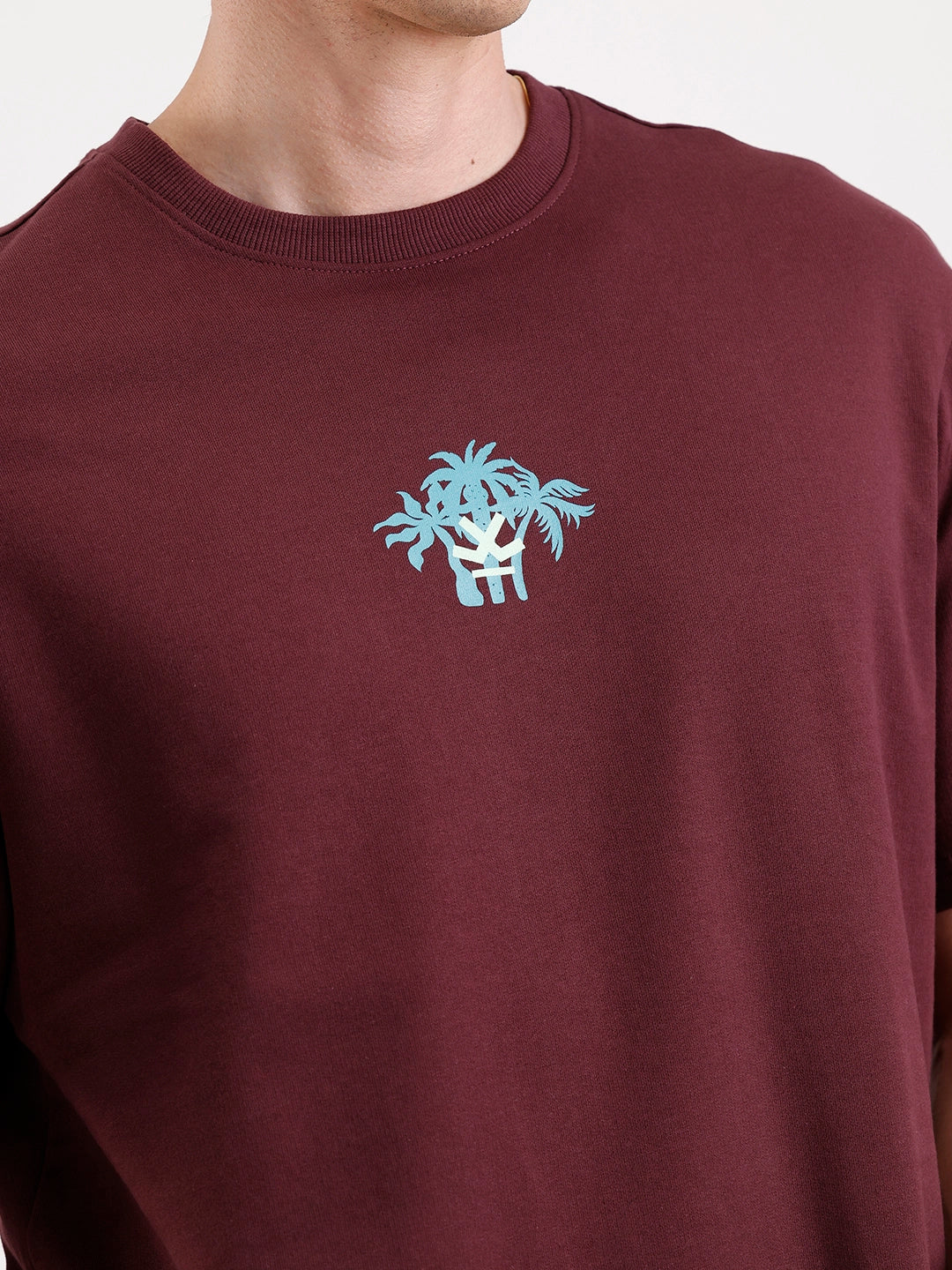 Classic Printed Patch T-Shirt   |  Maroon - Image 5