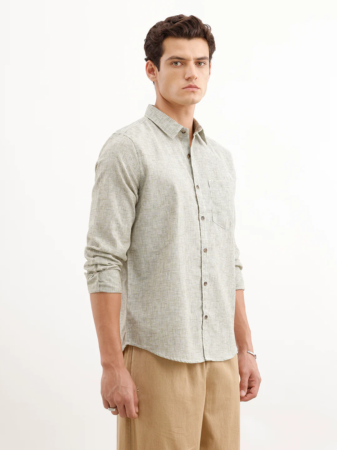 Classic Regular Fit Chekered Shirt  | Green - Image 4