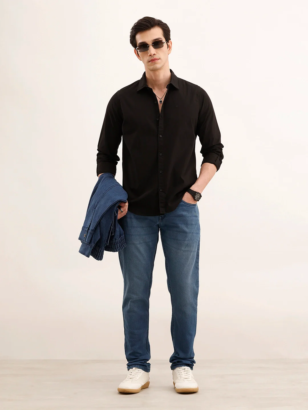 Classic Regular Fit Solid Shirt | Black - Image 2
