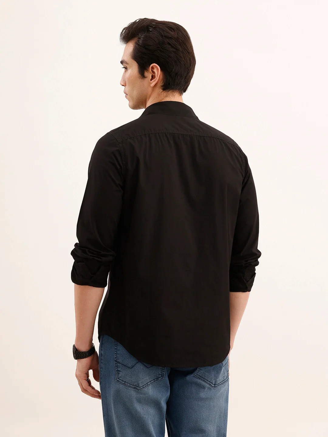 Classic Regular Fit Solid Shirt | Black - Image 3