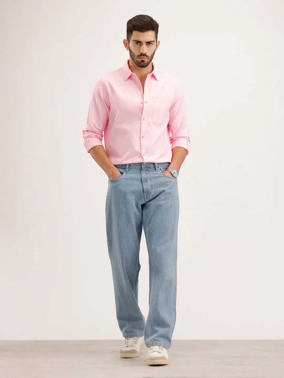 Classic Regular Fit Solid Shirt | Pink - Image 2