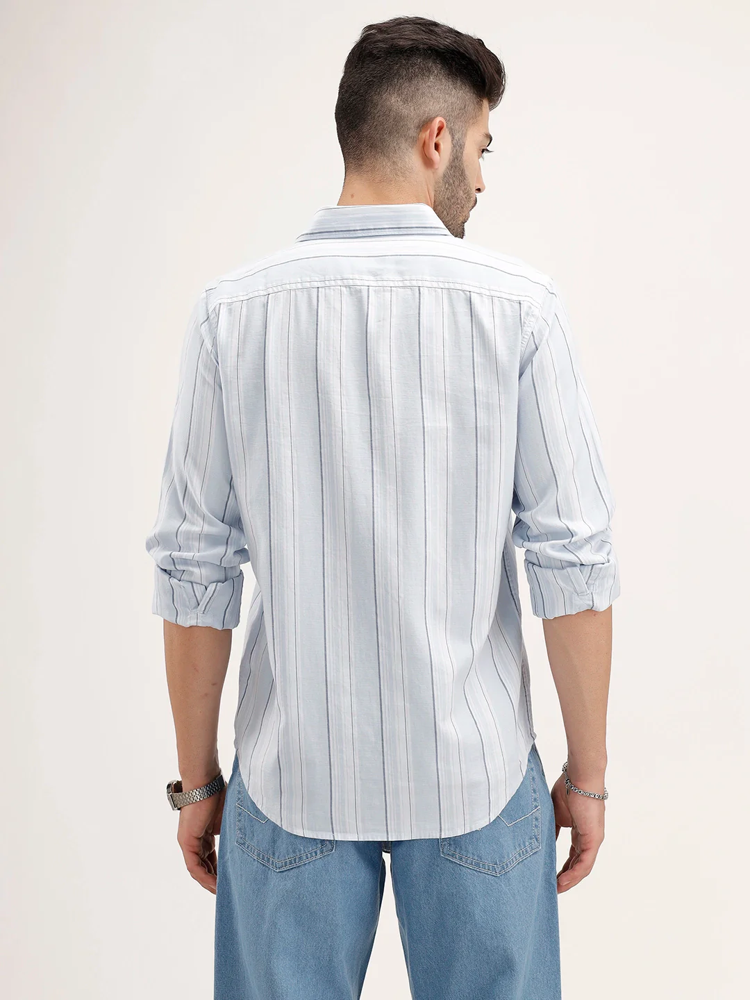Classic Regular Fit Striped Shirt | Blue - Image 3