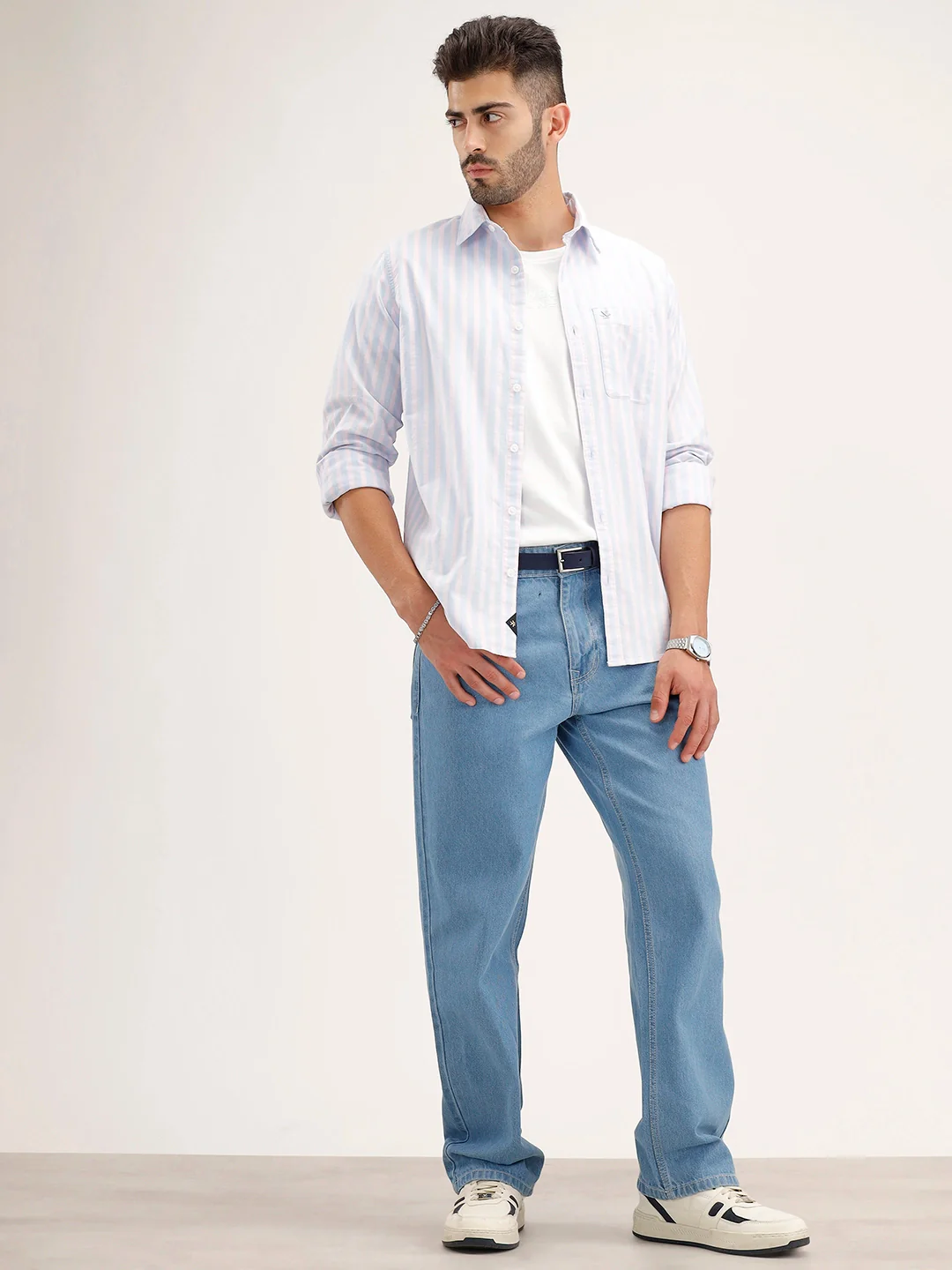 Classic Regular Fit Striped Shirt | Blue - Image 2