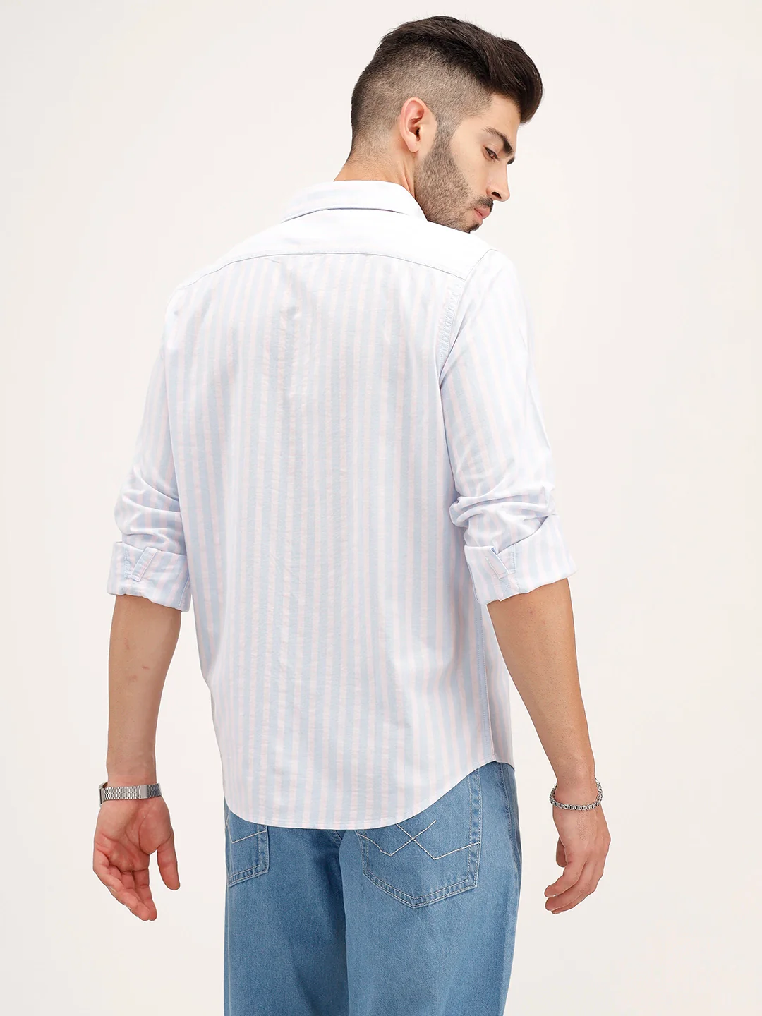 Classic Regular Fit Striped Shirt | Blue - Image 3