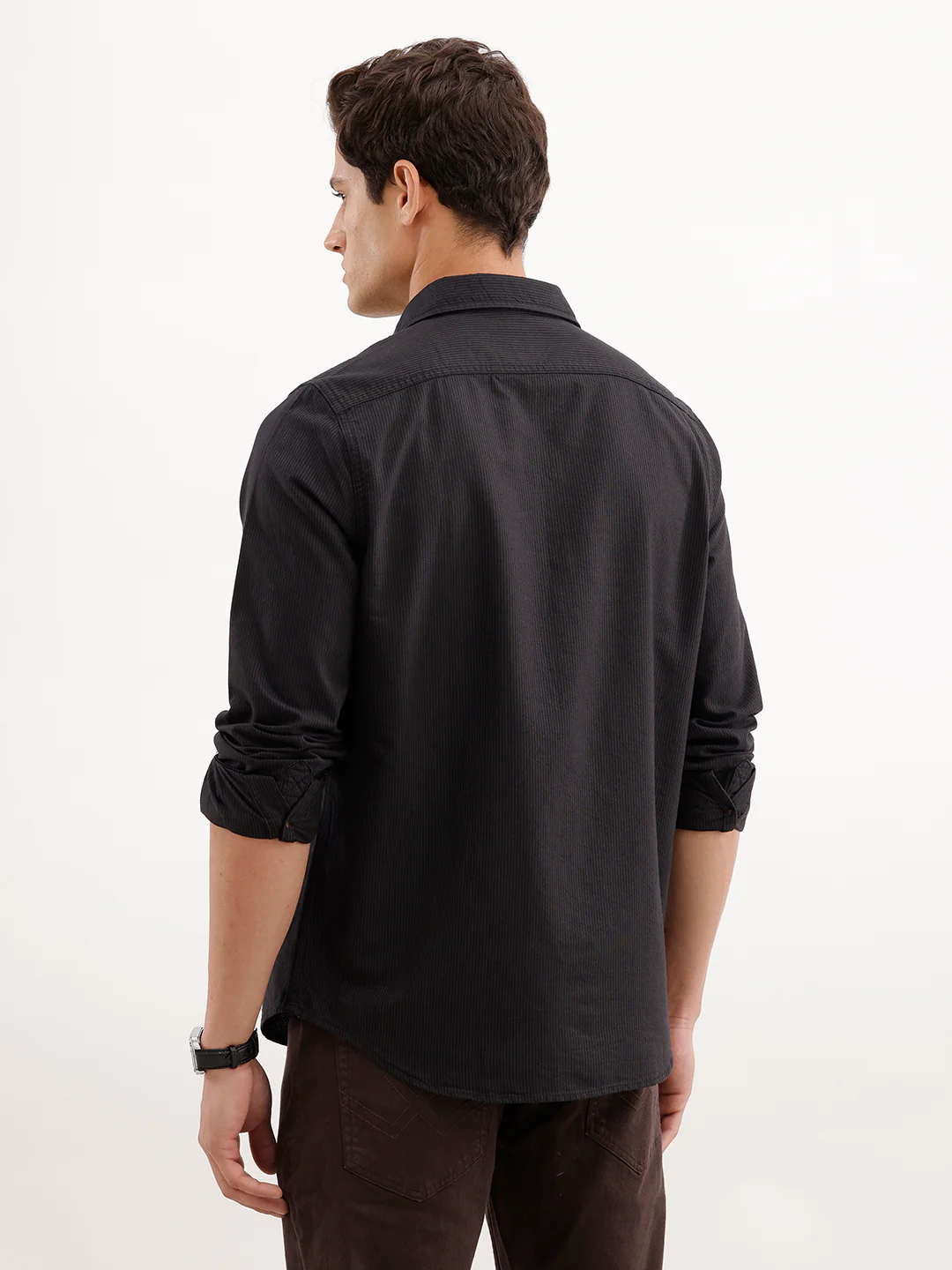Classic Regular Fit Striped Shirt  | Brown - Image 3