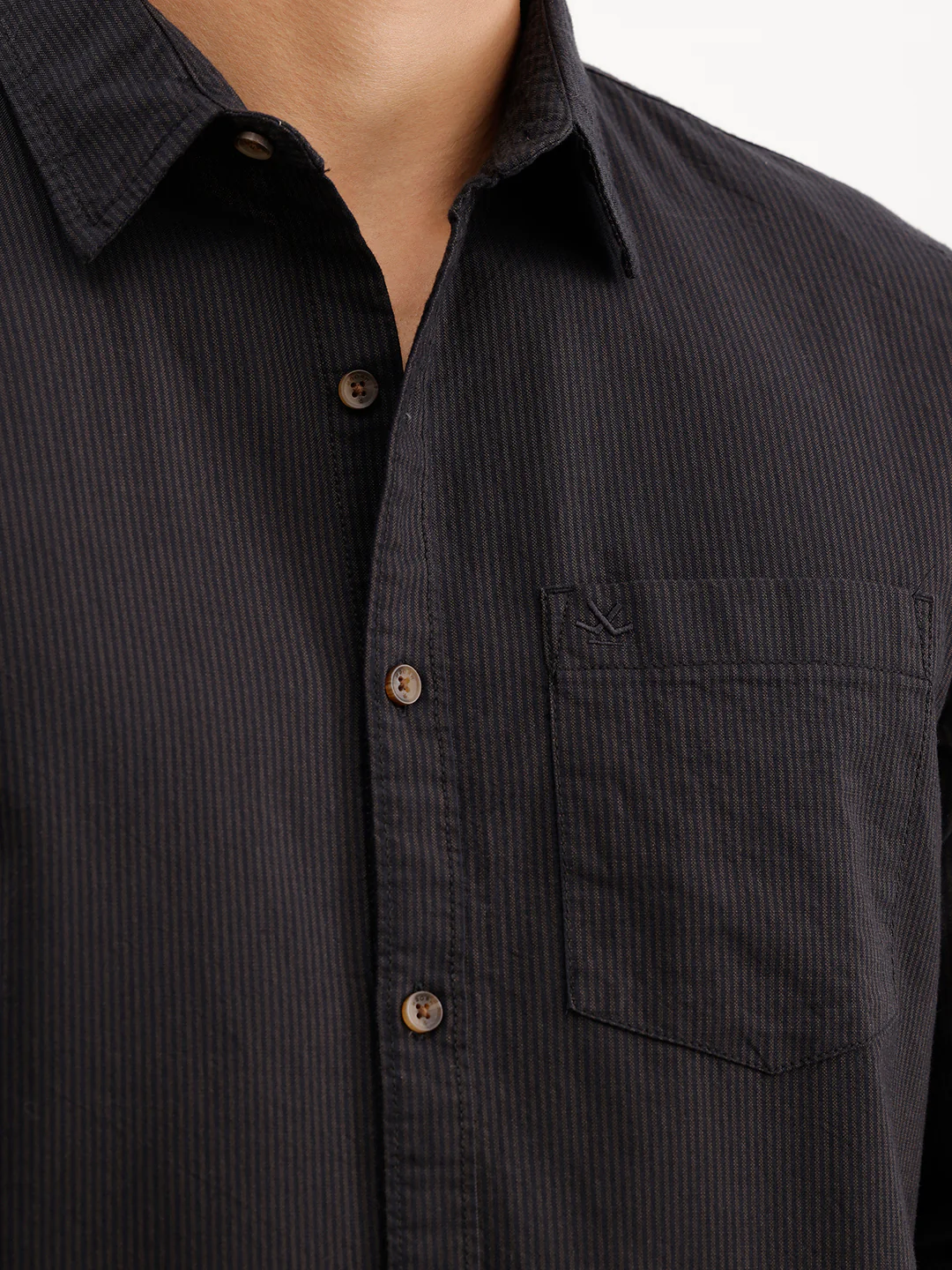 Classic Regular Fit Striped Shirt  | Brown - Image 5