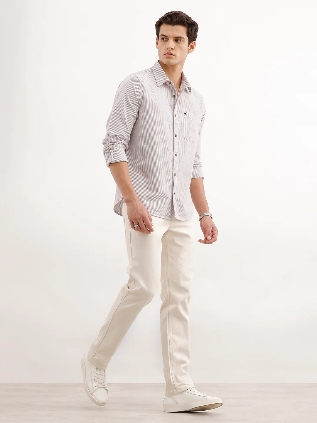 Classic Regular Fit Striped Shirt  | Brown - Image 2