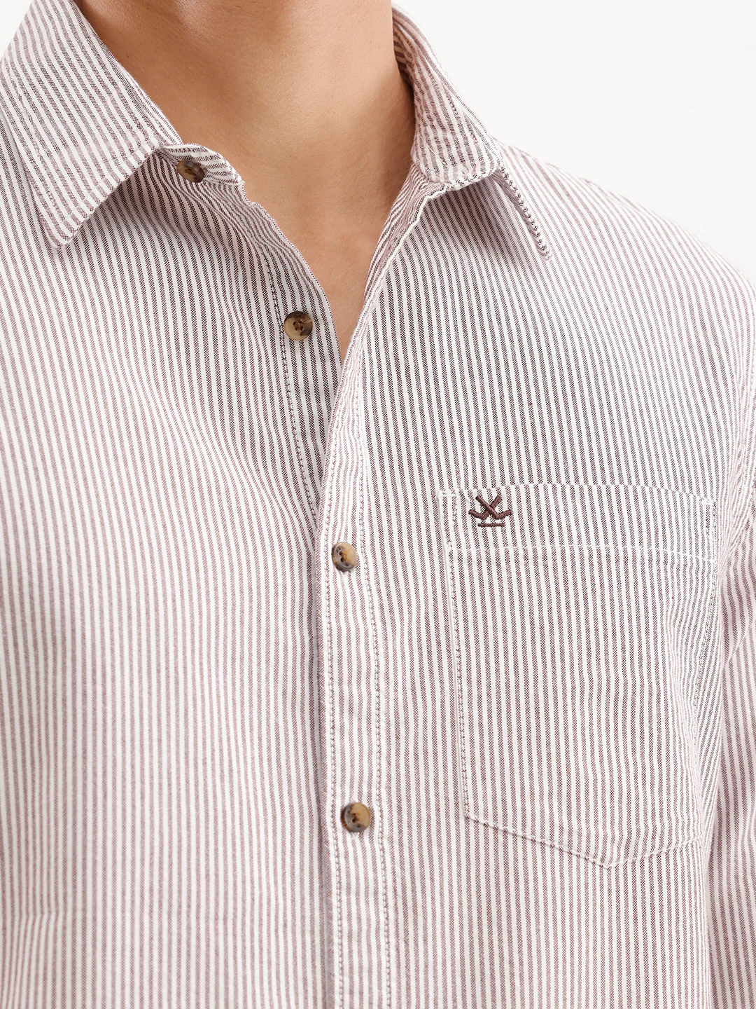 Classic Regular Fit Striped Shirt  | Brown - Image 5