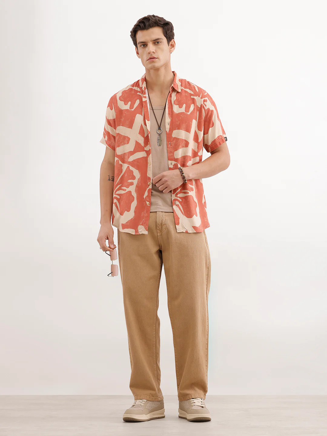 Classic Slim Fit AOP Shirt  | Beige - Image 2