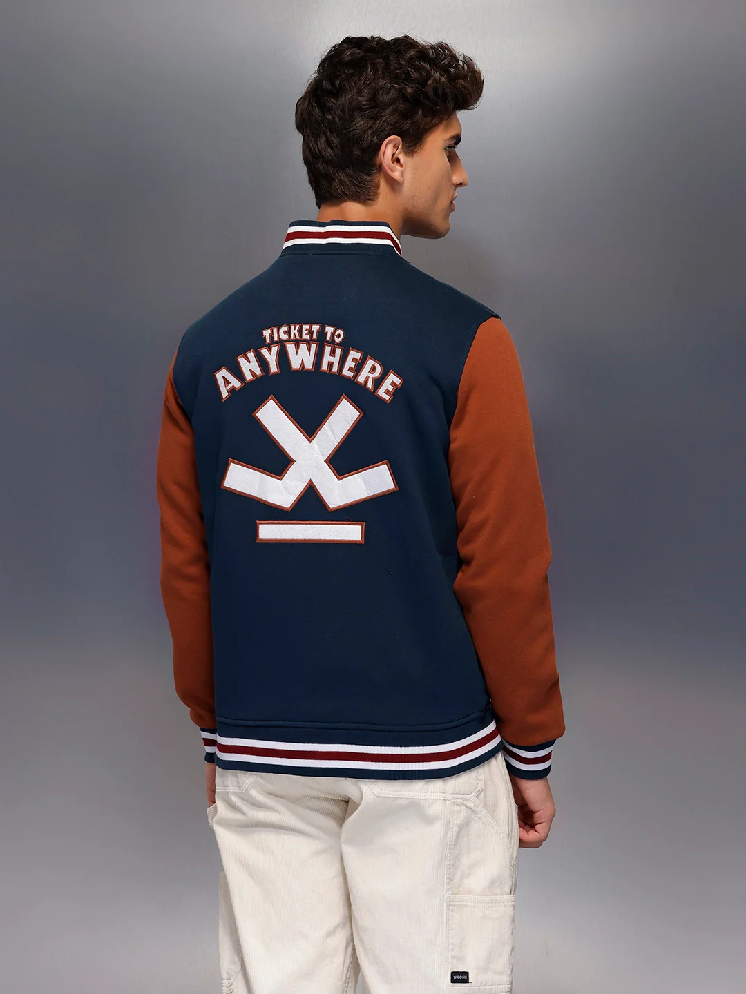 Classic Slim Fit Bomber Jacket   |  Navy Blue - Image 3