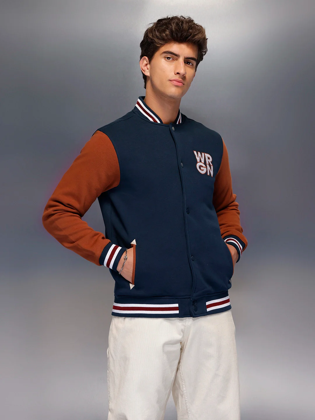 Classic Slim Fit Bomber Jacket   |  Navy Blue - Image 4
