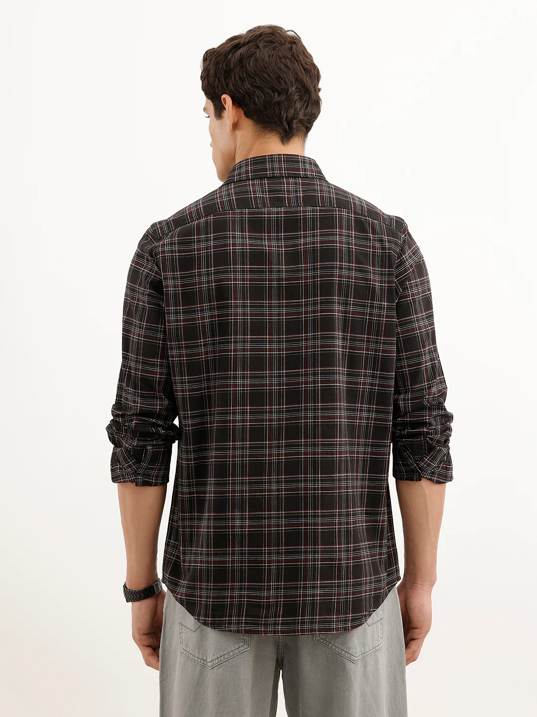 Classic Slim Fit Checkered Shirt  | Black - Image 3