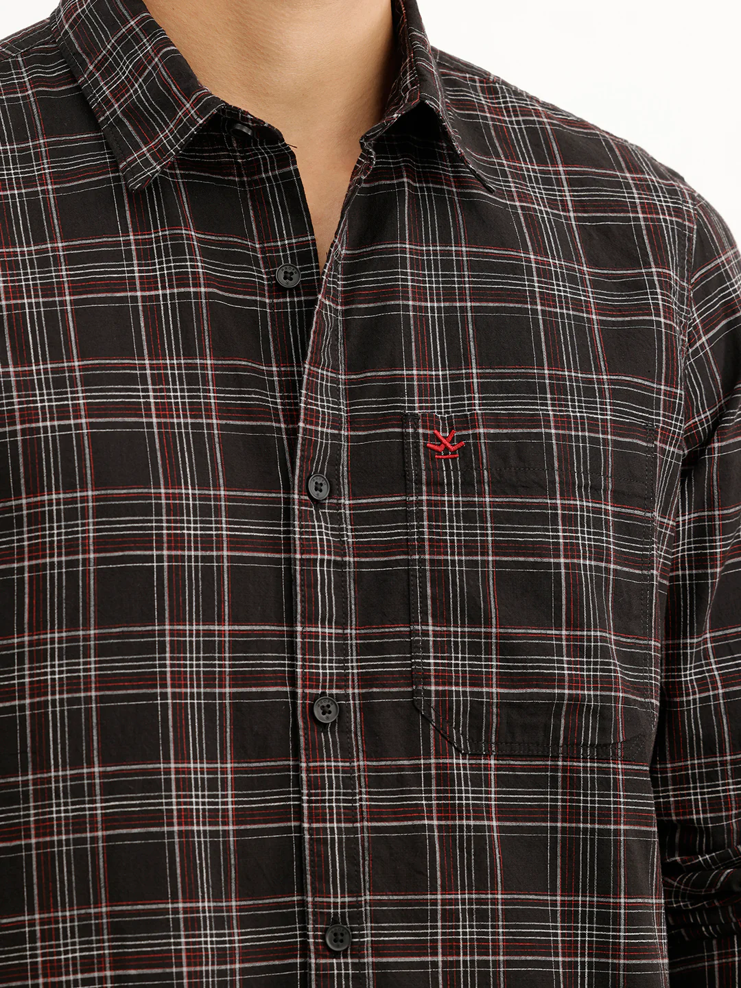 Classic Slim Fit Checkered Shirt  | Black - Image 5