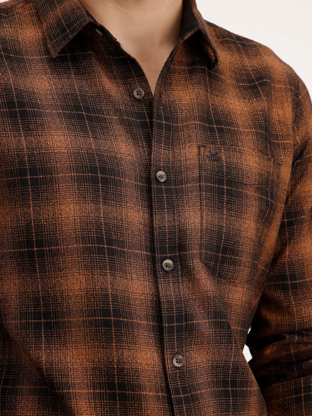 Classic Slim Fit Checkered Shirt | Brown - Image 5