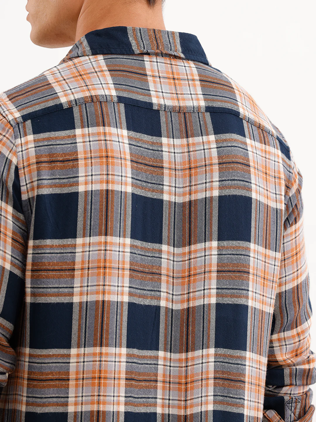 Classic Slim Fit Checkered Shirt  | Navy Blue - Image 5