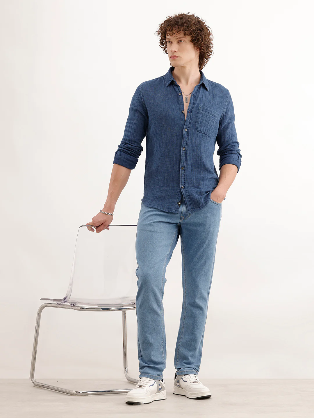 Classic Slim Fit Denim Jeans  | Light Blue - Image 2