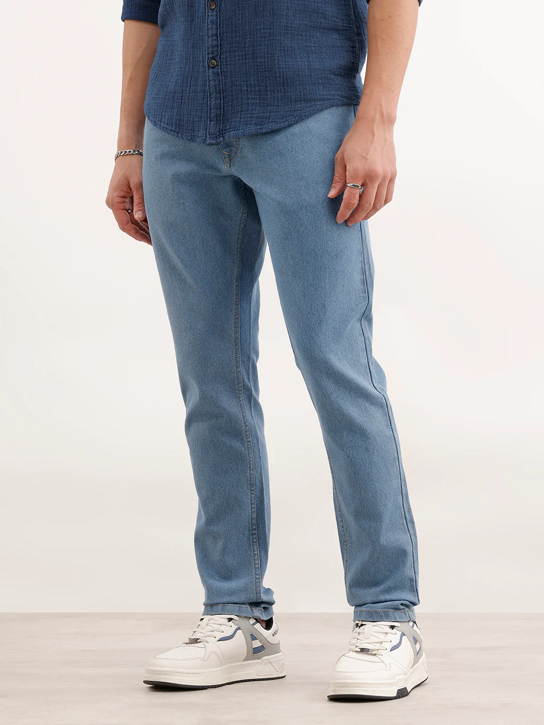 Classic Slim Fit Denim Jeans  | Light Blue - Image 4